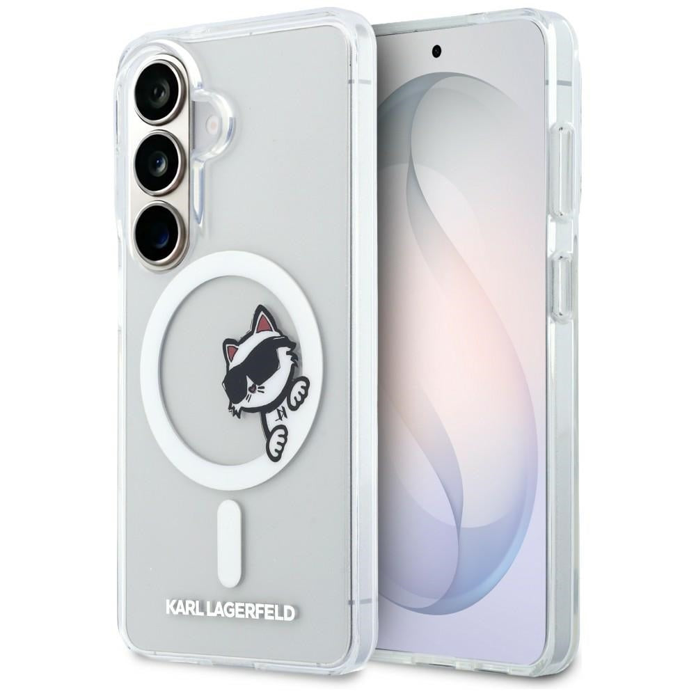 MagSafe puzdro pre Samsung Galaxy S26 S942, Karl Lagerfeld, IML Choupette Peekaboo Logo, Biele