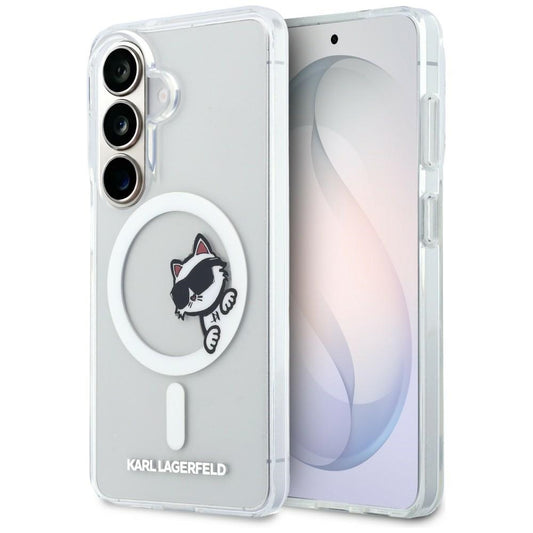 MagSafe puzdro pre Samsung Galaxy S26 S942, Karl Lagerfeld, IML Choupette Peekaboo Logo, Biele