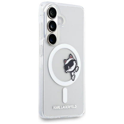 MagSafe puzdro pre Samsung Galaxy S26 S942, Karl Lagerfeld, IML Choupette Peekaboo Logo, Biele