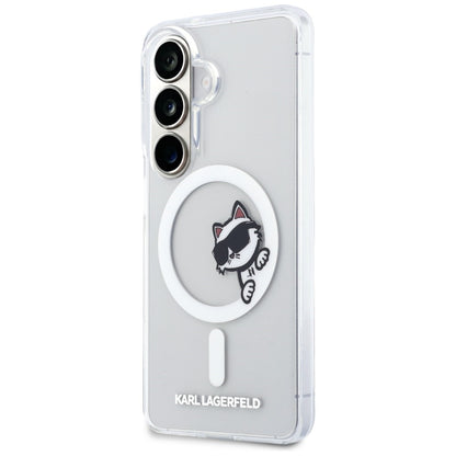 MagSafe puzdro pre Samsung Galaxy S26 S942, Karl Lagerfeld, IML Choupette Peekaboo Logo, Biele