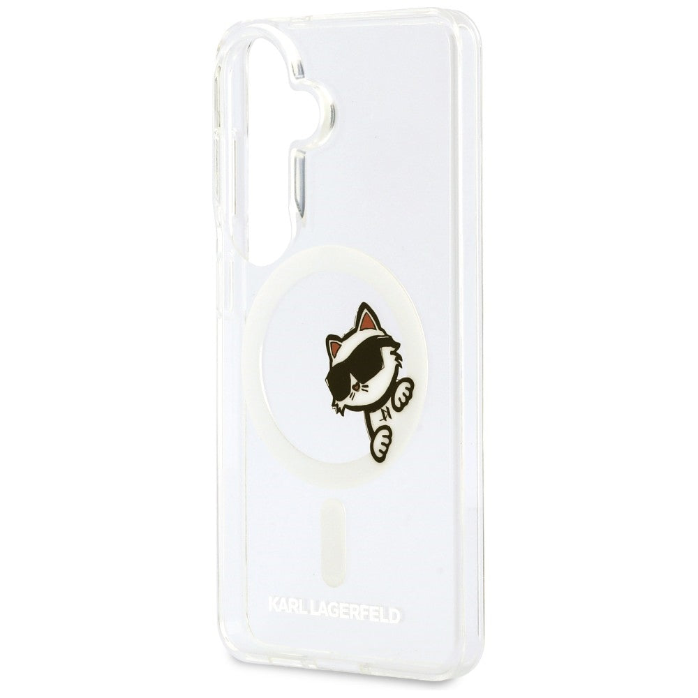 MagSafe puzdro pre Samsung Galaxy S26 S942, Karl Lagerfeld, IML Choupette Peekaboo Logo, Biele