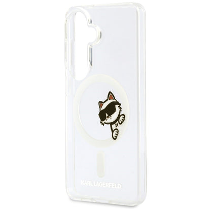 MagSafe puzdro pre Samsung Galaxy S26 S942, Karl Lagerfeld, IML Choupette Peekaboo Logo, Biele