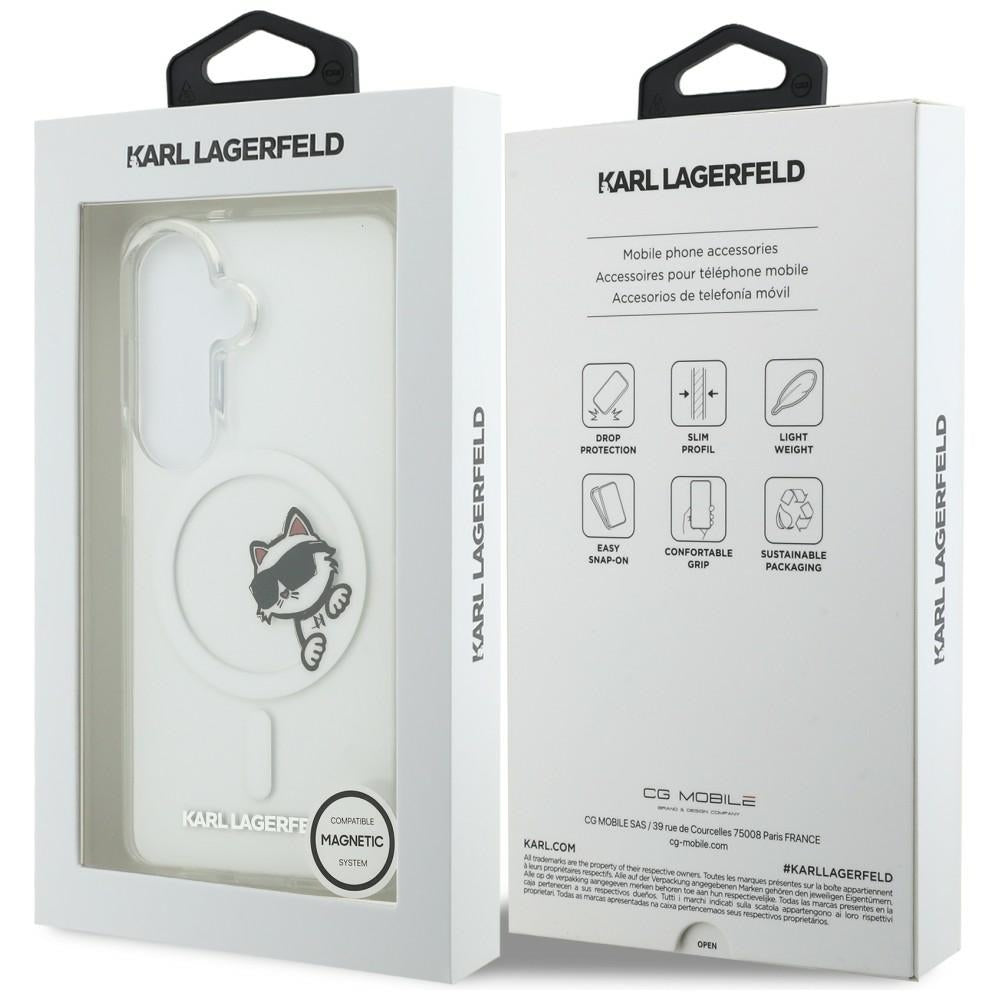 MagSafe puzdro pre Samsung Galaxy S26 S942, Karl Lagerfeld, IML Choupette Peekaboo Logo, Biele
