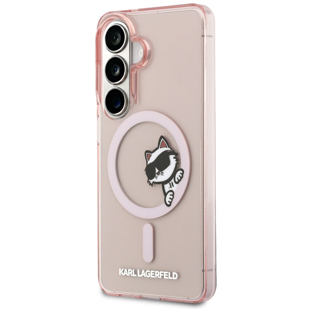 MagSafe Case for Samsung Galaxy S26 S942, Karl Lagerfeld, IML Choupette Peekaboo Logo, Pink