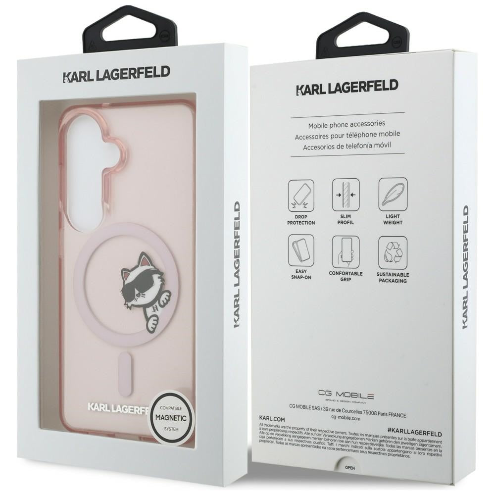 MagSafe Case for Samsung Galaxy S26 S942, Karl Lagerfeld, IML Choupette Peekaboo Logo, Pink