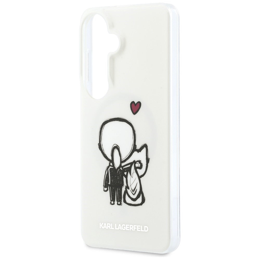 MagSafe puzdro pre Samsung Galaxy S26 S942, Karl Lagerfeld, IML Karl & Choupette Back Logo, Biele