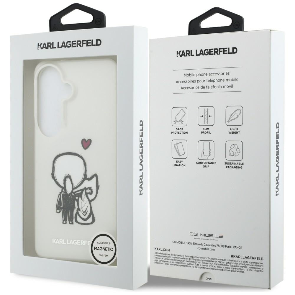 MagSafe puzdro pre Samsung Galaxy S26 S942, Karl Lagerfeld, IML Karl & Choupette Back Logo, Biele