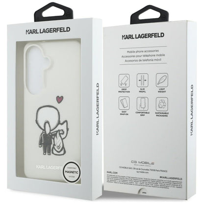 MagSafe puzdro pre Samsung Galaxy S26 S942, Karl Lagerfeld, IML Karl & Choupette Back Logo, Biele
