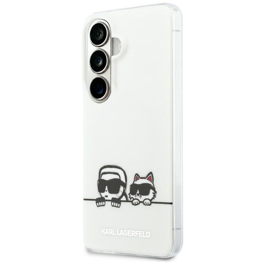 Puzdro MagSafe pre Samsung Galaxy S26 S942, Karl Lagerfeld, IML Karl & Choupette Peekaboo Logo, Biela