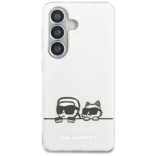 Puzdro MagSafe pre Samsung Galaxy S26 S942, Karl Lagerfeld, IML Karl & Choupette Peekaboo Logo, Biela