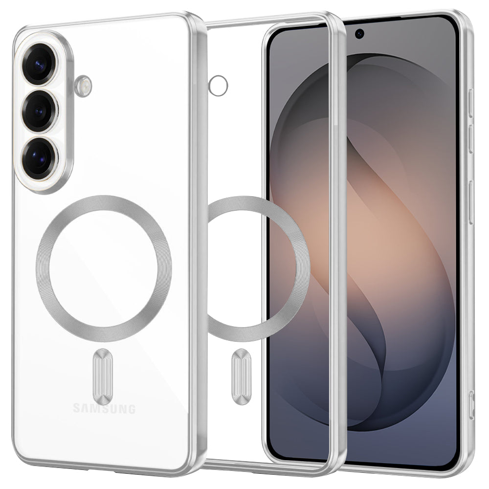 MagSafe Case for Samsung Galaxy S26, Techsuit, Luxury Crystal, Silver