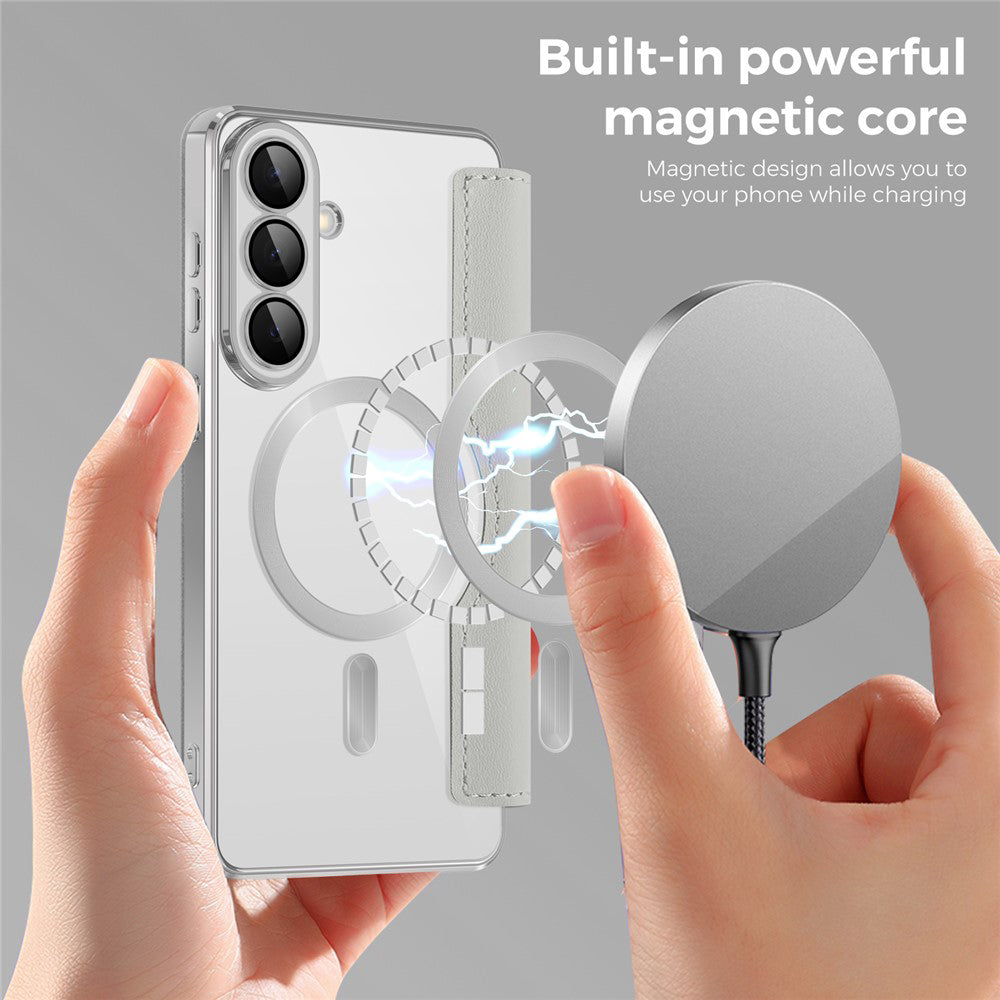 Puzdro MagSafe pre Samsung Galaxy S26, Techsuit, SmartMag Book, Sivá