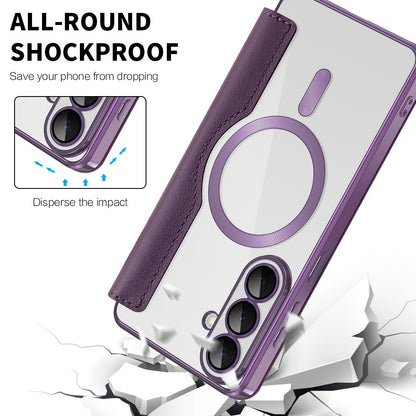 MagSafe Case for Samsung Galaxy S26, Techsuit, SmartMag Book, Purple