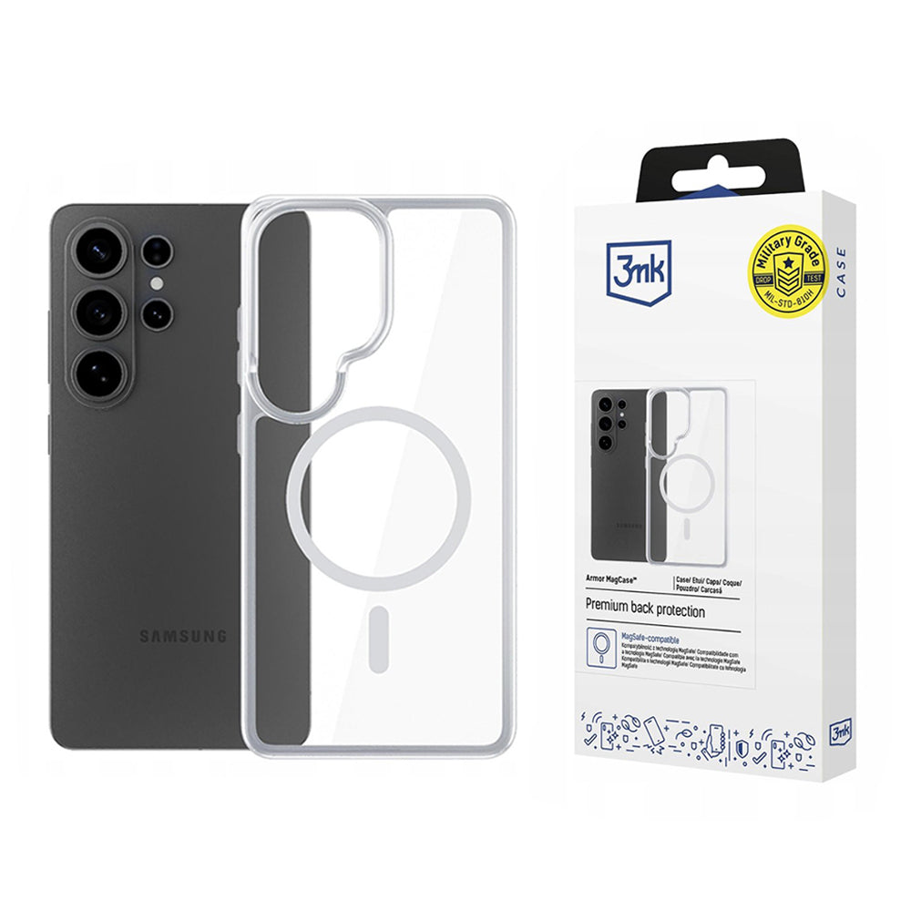 Puzdro MagSafe pre Samsung Galaxy S26 Ultra, 3MK, Armor MagCase, Priehľadné
