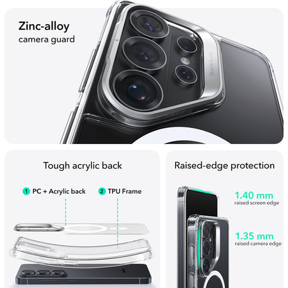 Puzdro MagSafe pre Samsung Galaxy S26 Ultra, ESR, Classic Hybrid Kickstand, Priehľadné