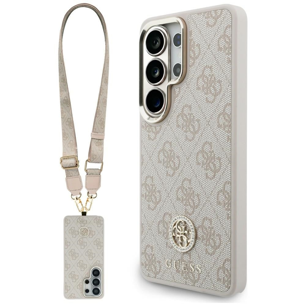 Puzdro MagSafe pre Samsung Galaxy S26 Ultra S948, GUESS, 4G Big Rhinestone Triangle Strap, Ružové