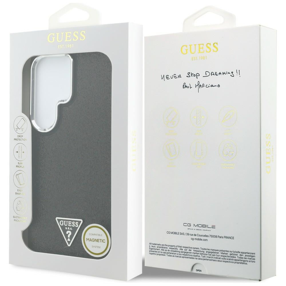 Puzdro MagSafe pre Samsung Galaxy S26 Ultra S948, Guess, Fixed Glitter Triangle Logo, Čierne