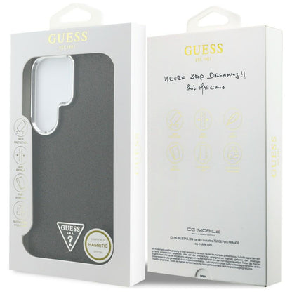 Puzdro MagSafe pre Samsung Galaxy S26 Ultra S948, Guess, Fixed Glitter Triangle Logo, Čierne