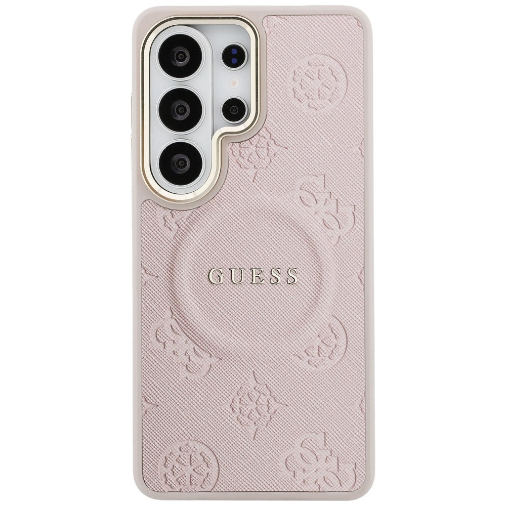 MagSafe puzdro pre Samsung Galaxy S26 Ultra S948, Guess, Saffiano Peony Embossed Ring, Ružové