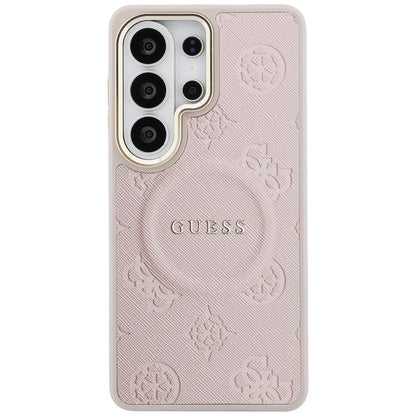 MagSafe puzdro pre Samsung Galaxy S26 Ultra S948, Guess, Saffiano Peony Embossed Ring, Ružové