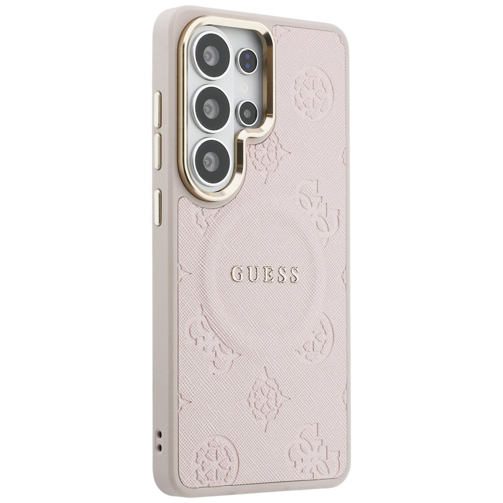 MagSafe puzdro pre Samsung Galaxy S26 Ultra S948, Guess, Saffiano Peony Embossed Ring, Ružové