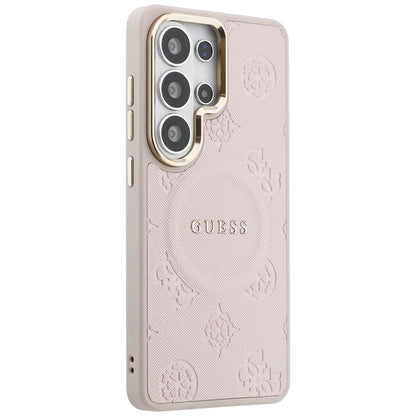 MagSafe puzdro pre Samsung Galaxy S26 Ultra S948, Guess, Saffiano Peony Embossed Ring, Ružové