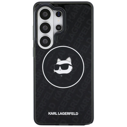Puzdro MagSafe pre Samsung Galaxy S26 Ultra S948, Karl Lagerfeld, IML Choupette Head on KL Repeated Logo, Čierne
