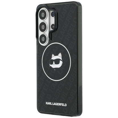 Puzdro MagSafe pre Samsung Galaxy S26 Ultra S948, Karl Lagerfeld, IML Choupette Head on KL Repeated Logo, Čierne