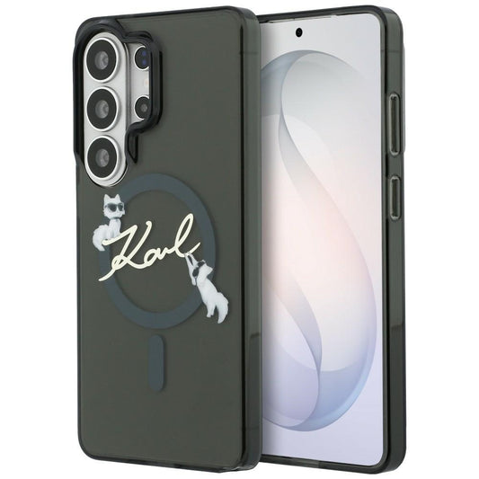Puzdro MagSafe pre Samsung Galaxy S26 Ultra S948, Karl Lagerfeld, IML Choupette Karl Script Logo, Čierne