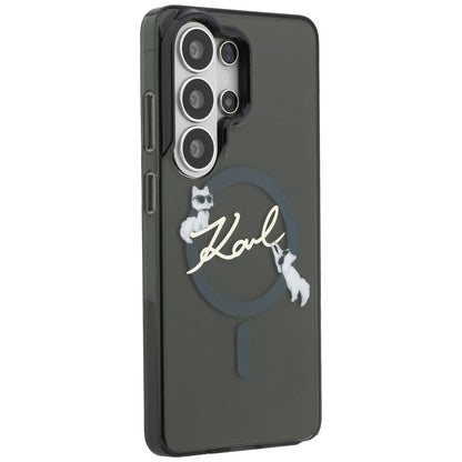 Puzdro MagSafe pre Samsung Galaxy S26 Ultra S948, Karl Lagerfeld, IML Choupette Karl Script Logo, Čierne