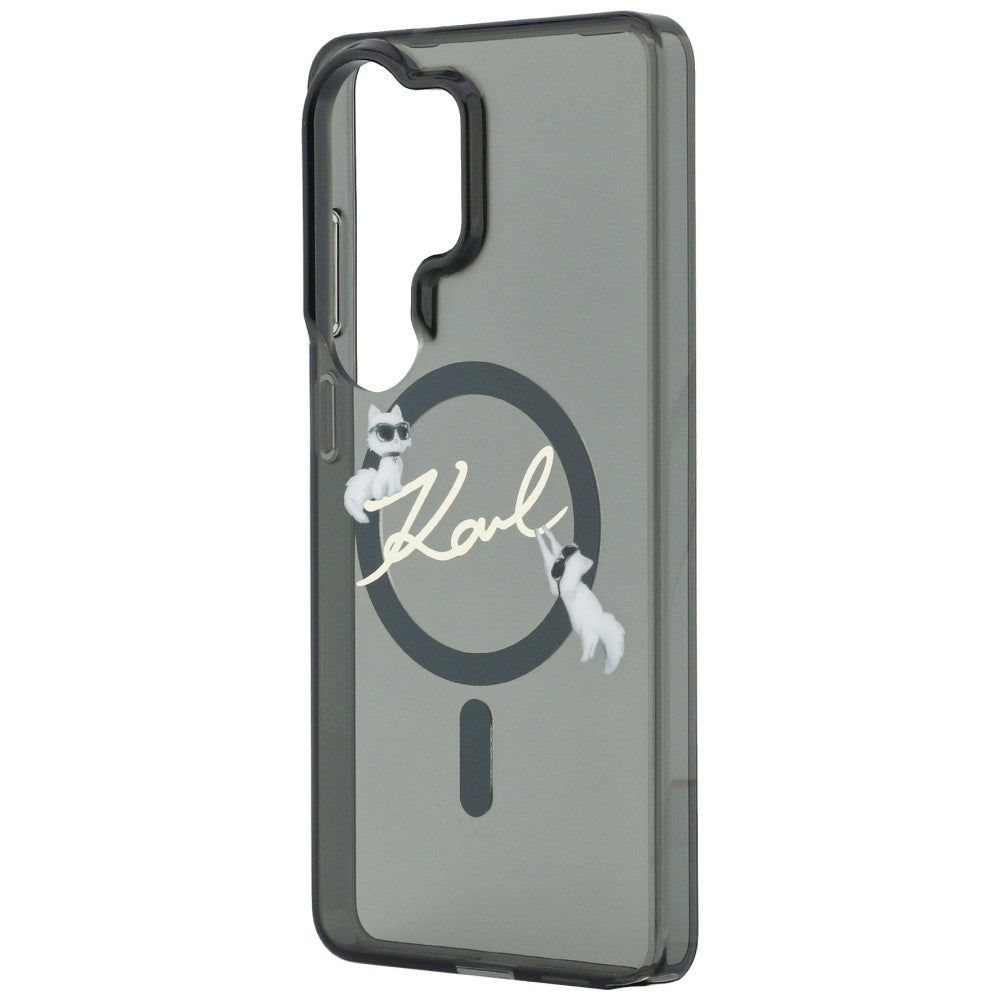 Puzdro MagSafe pre Samsung Galaxy S26 Ultra S948, Karl Lagerfeld, IML Choupette Karl Script Logo, Čierne