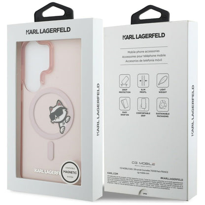 MagSafe Case for Samsung Galaxy S26 Ultra S948, Karl Lagerfeld, IML Choupette Peekaboo Logo, Pink