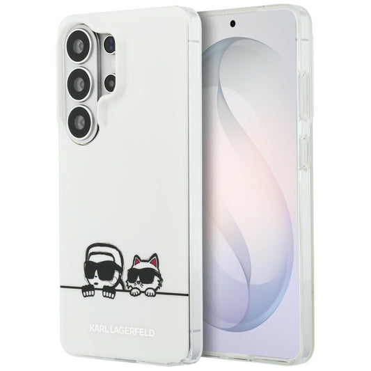 Puzdro MagSafe pre Samsung Galaxy S26 Ultra S948, Karl Lagerfeld, IML Karl & Choupette Peekaboo Logo, Biela
