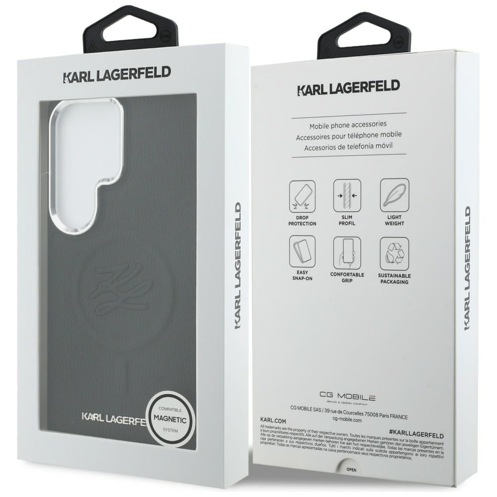 Puzdro MagSafe pre Samsung Galaxy S26 Ultra S948, Karl Lagerfeld, Initial Logo Debossed, Čierne