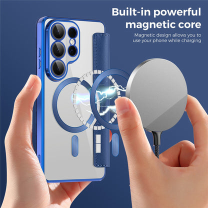 Puzdro MagSafe pre Samsung Galaxy S26 Ultra, Techsuit, SmartMag Book, Modrá