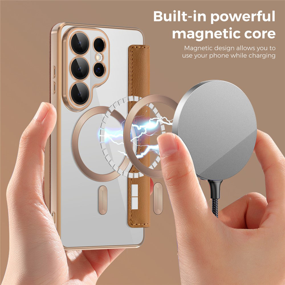 Puzdro MagSafe pre Samsung Galaxy S26 Ultra, Techsuit, SmartMag Book, Hnedá