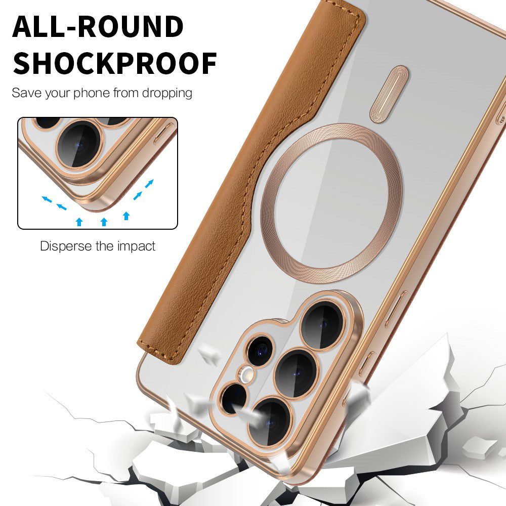 Puzdro MagSafe pre Samsung Galaxy S26 Ultra, Techsuit, SmartMag Book, Hnedá