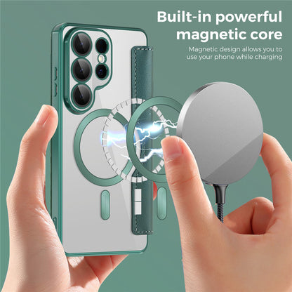 Puzdro MagSafe pre Samsung Galaxy S26 Ultra, Techsuit, SmartMag Book, Zelené