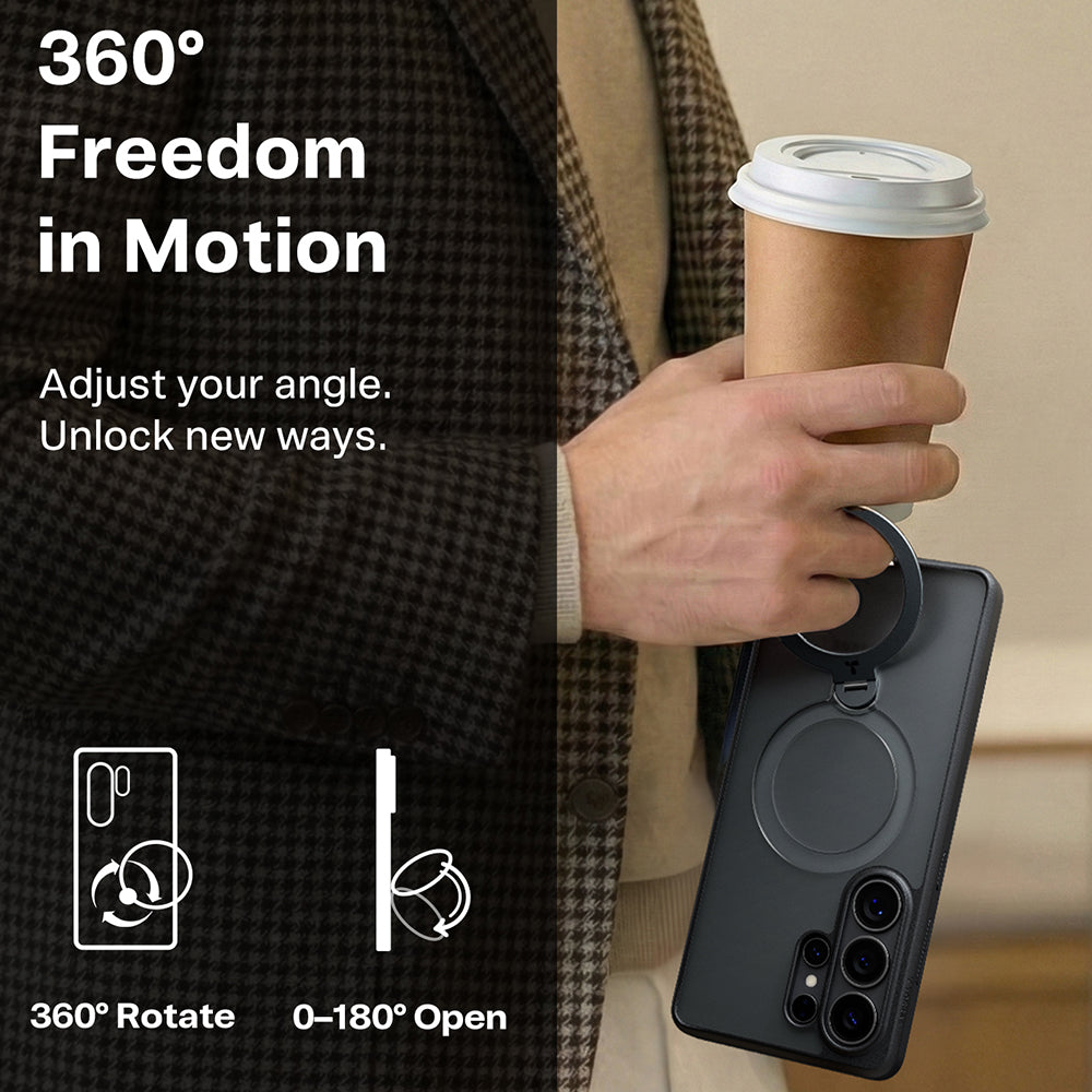 Puzdro MagSafe pre Samsung Galaxy S26 Ultra, Torras, Ostand Spin, Transparent