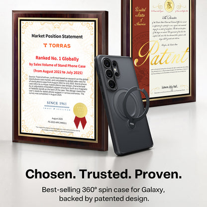 Puzdro MagSafe pre Samsung Galaxy S26 Ultra, Torras, Ostand Spin, Transparent