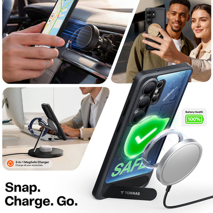 Puzdro MagSafe pre Samsung Galaxy S26 Ultra, Torras, Pstand, Čierne