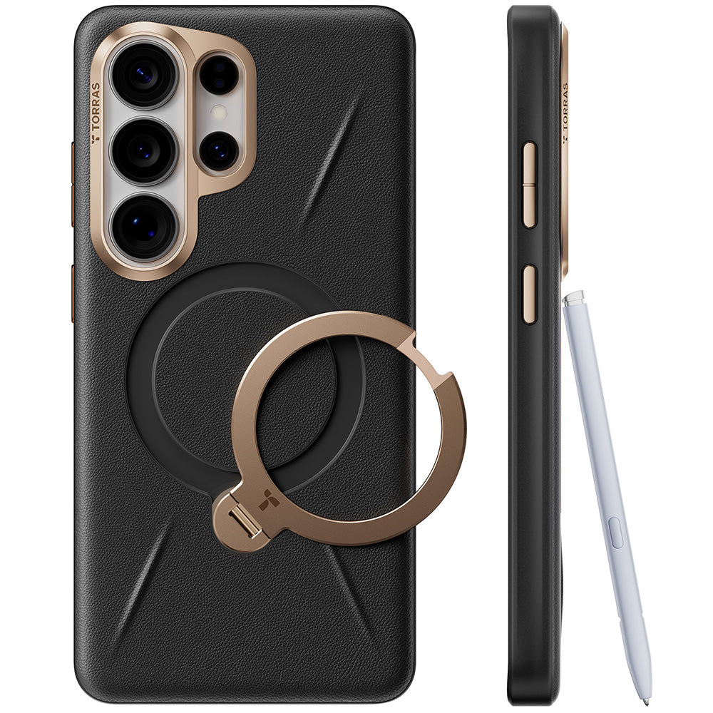 Puzdro MagSafe pre Samsung Galaxy S26 Ultra, Torras, QPRO Leather, Čierne