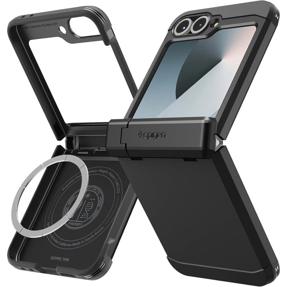Puzdro MagSafe pre Samsung Galaxy Z Flip7 FE F761 / Z Flip6 F741, Spigen, Tough Armor Pro, Čierne ACS09807