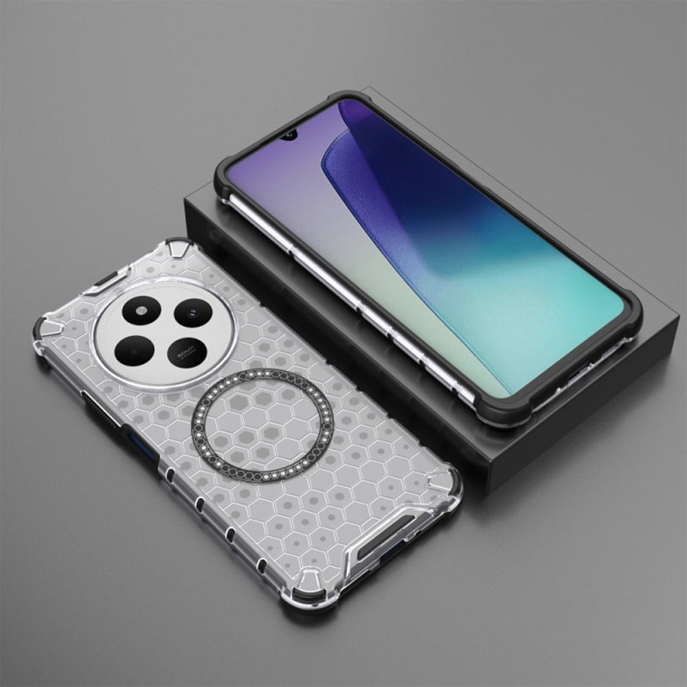 MagSafe puzdro pre Xiaomi Poco C75 / Redmi 14C, Techsuit, HoneyComb Shield, Biele
