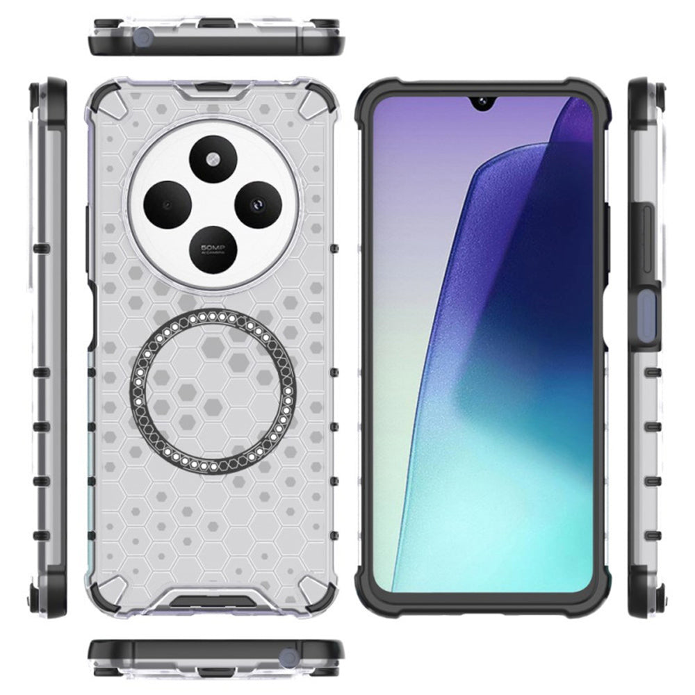 MagSafe puzdro pre Xiaomi Poco C75 / Redmi 14C, Techsuit, HoneyComb Shield, Biele