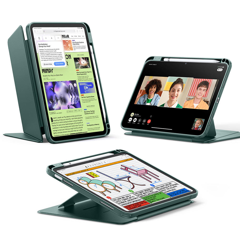 Puzdro pre Apple iPad (2025) / (2022), ESR, Flip Hybrid s držiakom na ceruzku, Zelené