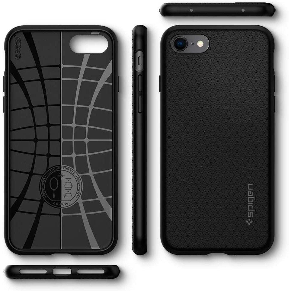 Puzdro pre Apple iPhone SE (2022) / SE (2020) / 8 / 7, Spigen, Liquid Air, Čierne 042CS20511
