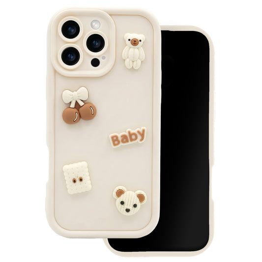 Obal na Apple iPhone 14, OEM, Ultra Trendy 3D Bear, Béžový