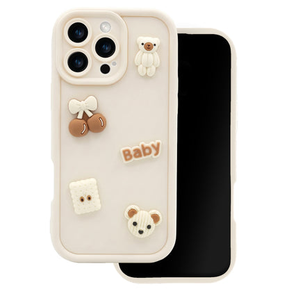 Case for Apple iPhone 16 Pro, OEM, Ultra Trendy 3D Bear, Beige