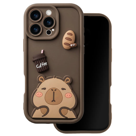 Puzdro pre Apple iPhone 16, OEM, Ultra Trendy 3D Capybara, Hnedé